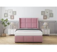 Comfort Beds Charlie Plush Divan Base No Drawers - 54" Wingback-Footboard in Pink | Size: Double Comfort Beds Pink Double