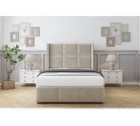 Comfort Beds Charlie Plush Divan Set 2 Drawers-54" Wingback-Footboard in Cream | Size: Double Comfort Beds Cream Double