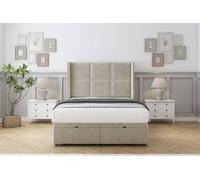 Comfort Beds Charlie Plush Ottoman Bed Set With 54" Wingback Headboard in Cream | Size: Small Single Comfort Beds Cream Small Single