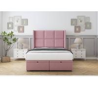 Comfort Beds Charlie Plush Ottoman Bed Set With 54" Wingback Headboard in Pink | Size: Double Comfort Beds Pink Double