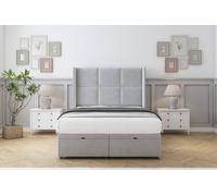 Comfort Beds Charlie Plush Ottoman Bed Set With 54" Wingback Headboard in Silver | Size: Double Comfort Beds Silver Double