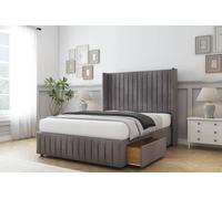 Comfort Beds Chester Naples Divan Base 2 Drawers - 54" Wingback-Footboard in Grey | Size: Double Comfort Beds Grey Double