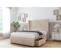 Comfort Beds Chester Naples Divan Base 2 Drawers - 54" Wingback-Footboard in Light Sand | Size: Double Comfort Beds Light Sand Double