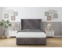 Comfort Beds Chester Naples Divan Base No Drawers - 54" Wingback-Footboard in Grey | Size: Small Single Comfort Beds Grey Small Single
