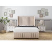 Comfort Beds Chester Naples Divan Base No Drawers - 54" Wingback-Footboard in Light Sand | Size: Small Double Comfort Beds Light Sand Small Double