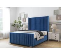 Comfort Beds Chester Plush Bed Frame With Mattress-50" Upholstered Wingback in Navy | Size: Single Comfort Beds Navy Single