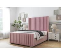 Comfort Beds Chester Plush Bed Frame With Mattress-50" Upholstered Wingback in Pink | Size: Super King Comfort Beds Pink Super King
