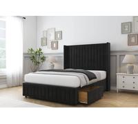 Comfort Beds Chester Plush Divan Base 2 Drawers - 54" Wingback-Footboard in Black | Size: Double Comfort Beds Black Double