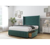 Comfort Beds Chester Plush Divan Base 2 Drawers - 54" Wingback-Footboard in Emerald | Size: Small Double Comfort Beds Emerald Small Double