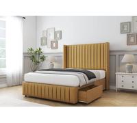 Comfort Beds Chester Plush Divan Base 2 Drawers - 54" Wingback-Footboard in Mustard | Size: Double Comfort Beds Mustard Double