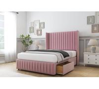 Comfort Beds Chester Plush Divan Base 2 Drawers - 54" Wingback-Footboard in Pink | Size: Small Double Comfort Beds Pink Small Double