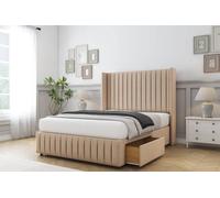 Comfort Beds Chester Plush Divan Base 2 Drawers - 54" Wingback-Footboard in Stone | Size: Super King Comfort Beds Stone Super King
