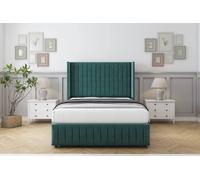 Comfort Beds Chester Plush Divan Base No Drawers - 54" Wingback-Footboard in Emerald | Size: Single Comfort Beds Emerald Single
