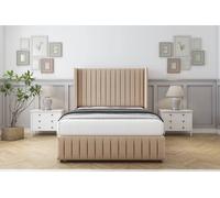 Comfort Beds Chester Plush Divan Base No Drawers - 54" Wingback-Footboard in Stone | Size: Double Comfort Beds Stone Double