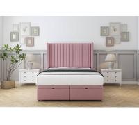 Comfort Chester Pink Plush Ottoman Bed With Mattress With 54" Wingback Headboard 4'6 Double
