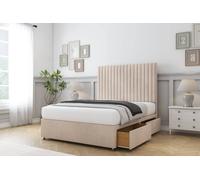 Comfort Beds Denver Naples Divan Base 2 Drawers - 26" Headboard in Light Sand | Size: King Comfort Beds Light Sand King