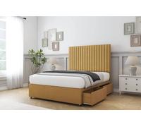 Comfort Beds Denver Plush Divan Base 2 Drawers - 26" Headboard in Mustard | Size: Super King Comfort Beds Mustard Super King