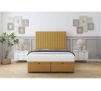 Comfort Beds Denver Plush Ottoman Bed Set With 54" Floor Standing Headboard in Mustard | Size: Super King Comfort Beds Mustard Super King