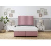 Comfort Denver Pink Plush Ottoman Bed With Mattress With 54" Floor Standing Headboard 5' King