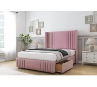 Comfort Beds Elise Plush Divan Base 2 Drawers - 54" Wingback-Footboard in Pink | Size: King Comfort Beds Pink King