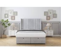 Comfort Beds Grace Naples Ottoman Bed Base-54" Wingback Headboard in Silver | Size: Double Comfort Beds Silver Double