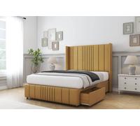 Comfort Beds Grace Plush Divan Base 2 Drawers - 54" Wingback-Footboard in Mustard | Size: Double Comfort Beds Mustard Double
