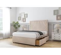 Comfort Beds Kensington Naples Divan Base 2 Drawers - 26" Headboard in Light Sand | Size: Single Comfort Beds Light Sand Single