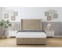 Comfort Beds Madrid Coniston Ottoman Bed Set With 54" Wingback Headboard in Cream | Size: Small Double Comfort Beds Cream Small Double