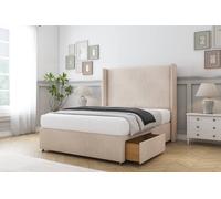 Comfort Beds Madrid Naples Divan Base 2 Drawers - 54" Wingback in Light Sand | Size: Double Comfort Beds Light Sand Double