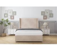 Comfort Beds Madrid Naples Divan Base No Drawers - 54" Wingback in Light Sand | Size: Double Comfort Beds Light Sand Double