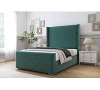Comfort Beds Madrid Plush Bed Frame - 50" Upholstered Wingback Headboard in Emerald | Size: Double Comfort Beds Emerald Double
