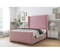 Comfort Beds Madrid Plush Bed Frame - 50" Upholstered Wingback Headboard in Pink | Size: King Comfort Beds Pink King