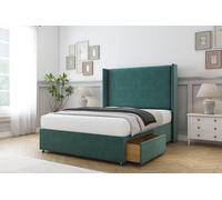 Comfort Beds Madrid Plush Divan Base 2 Drawers - 54" Wingback in Emerald | Size: Small Double Comfort Beds Emerald Small Double