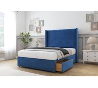 Comfort Beds Madrid Plush Divan Base 2 Drawers - 54" Wingback in Navy | Size: Small Double Comfort Beds Navy Small Double