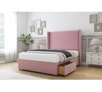 Comfort Beds Madrid Plush Divan Base 2 Drawers - 54" Wingback in Pink | Size: King Comfort Beds Pink King