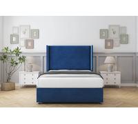 Comfort Beds Madrid Plush Divan Set No Drawers-54" Wingback in Navy | Size: Small Single Comfort Beds Navy Small Single