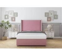 Comfort Beds Madrid Plush Divan Set No Drawers-54" Wingback in Pink | Size: Double Comfort Beds Pink Double