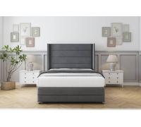 Comfort Beds Milano Coniston Divan Set No Drawers-54" Wingback-Footboard in Dark Grey | Size: Double Comfort Beds Dark Grey Double