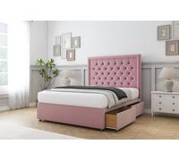 Comfort Beds Rio Plush Divan Base 2 Drawers - 26" Headboard in Pink | Size: Super King Comfort Beds Pink Super King