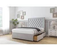 Comfort Beds Rio Plush Divan Base 4 Drawers - 26" Headboard in Silver | Size: Super King Comfort Beds Silver Super King