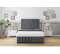 Comfort Beds Sara Coniston Divan Set 2 Drawers-54" Headboard-Footboard in Dark Grey | Size: Small Single Comfort Beds Dark Grey Small Single