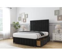 Comfort Beds Sara Plush Divan Base 2 Drawers - 54" Headboard-Footboard in Black | Size: Small Double Comfort Beds Black Small Double