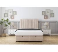 Comfort Beds The Foxy Naples Ottoman Bed Base-26" Strutted Headboard in Light Sand | Size: Super King Comfort Beds Light Sand Super King