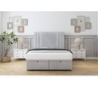 Comfort The Foxy Silver Naples Ottoman Bed With Mattress With 54" Floor Standing Headboard 4'6 Double
