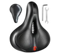 Comfort Bicycle Saddle, Bicycle Saddle with Suspension and Memory Foam Cushion, Universal Replacement for Mountain Bikes, Road Bikes and Exercise Bikes, 26 x 21.5 x 5 cm, Red and Black