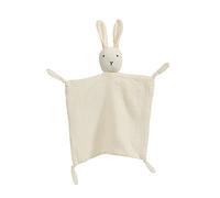 Comfort Blanket, Cuddly Blanket with Rabbit Head, Double Layer Tulle Made of 100% Organic Cotton, Baby Gift for Birth Boy and Girl. (White)