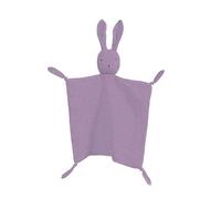 Comfort Blanket, Cuddly Blanket with Rabbit Head, Double Layer Tulle Made of 100% Organic Cotton, Baby Gift for Birth Boy and Girl. (Purple)