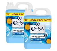 Comfort Blue Skies Fabric Conditioner XXL Mega Pack Fabric Softener Washing Liquid, Lasting Freshness and Softness with Stay Fresh Technology for 100 Days, 2 Packs of 160 Washes 4.8L