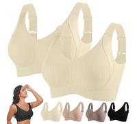 Comfort Bra Women 2 Pack UK Non Wired Sports Padded Wireless Adjustable Older Support Lift Underwear Full Coverage Everyday High Impact Large Minimiser Ribbed Sagging Comfortable Bras