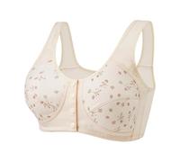 Comfort Bras For The Elderly - Front Fastening Bras Non Wired Casual Breathable Printed Front Button Bra Push Up Comfy Wide Straps Everyday Bra Seamless Sleeping Bra With Straps Comfort Bras